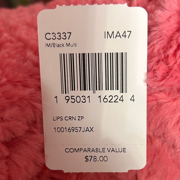 NEW Coach Corner Zip Wristlet  Black/LM Multi LIPS PRINT - Picture 12 of 12